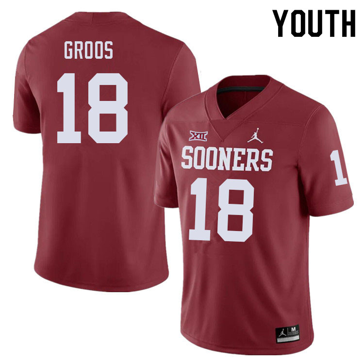 Youth #18 Carsten Groos Oklahoma Sooners College Football Jerseys Sale-Crimson